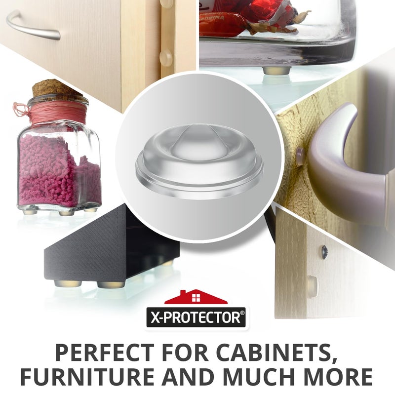 X-Protector Cabinet Door Bumpers 64 PCS – 1/2" Silicone Clear Bumpers – Ideal Cabinet Bumpers – Self-Adhesive Thick Door Silencer – Bumper Pads to Protect Glass & Other Surfaces! - Image 5